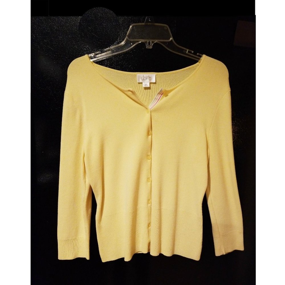 Ann Taylor Loft Yellow Sweater Button Cardigan NEW